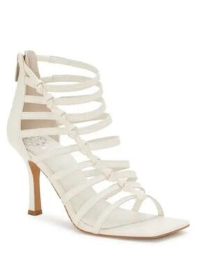 Vince Camuto Belinna Cage Heels Creamy White Leather Sandals Womens 6